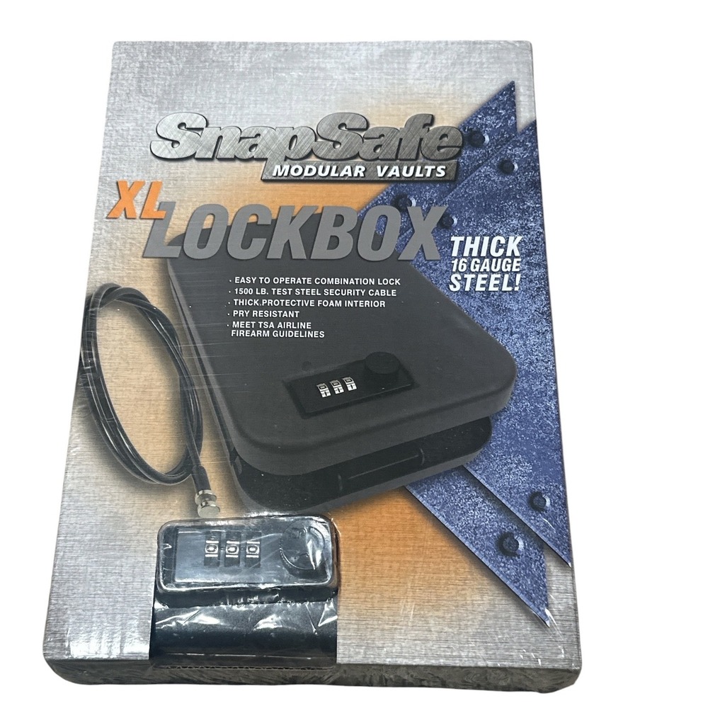 SnapSafe XL LockBox 75200 16-Gauge Steel Combination Portable Gun Safe Black